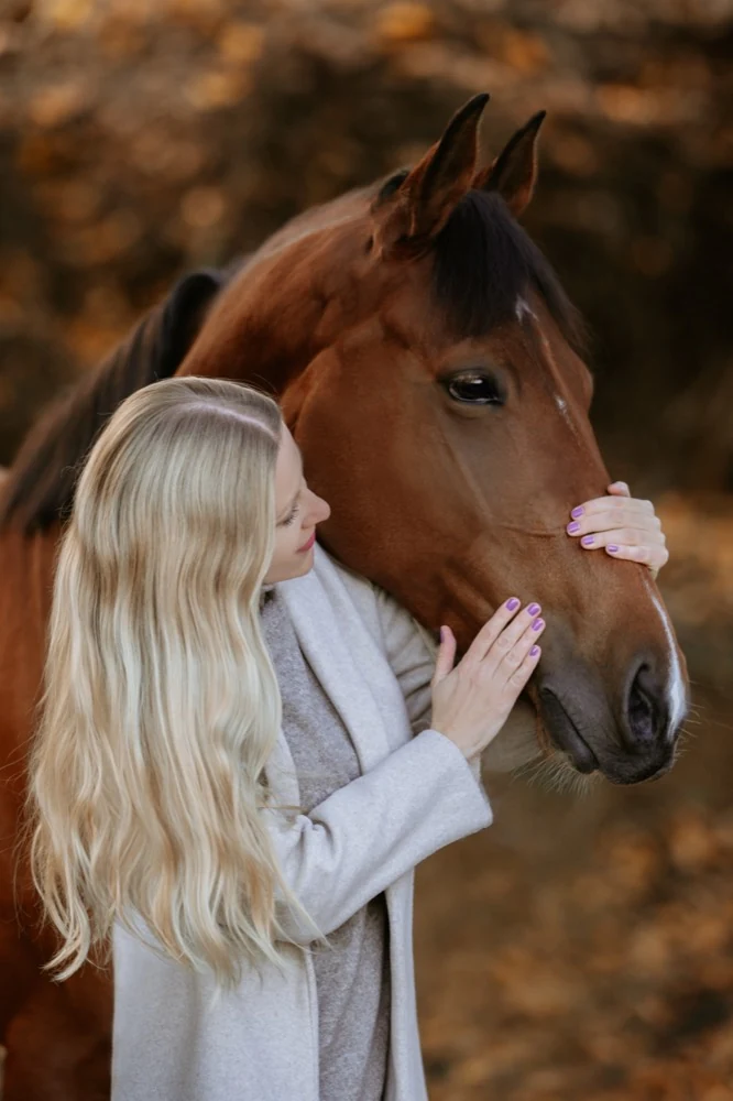 Fotografia z fotenia s koňom vo voľnej prírode